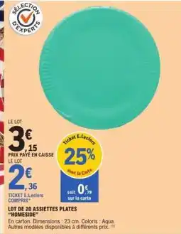 E.Leclerc LOT DE 20 ASSIETTES PLATES HOMESIDE offre