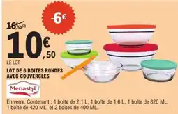 E.Leclerc LOT DE 6 BOITES RONDES AVEC COUVERCLES offre