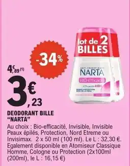 E.Leclerc Déodorant Bille Narta offre