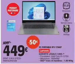 E.Leclerc PC PORTABLE IP3 17IAU7 offre