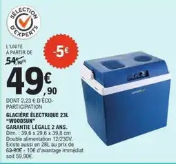 E.Leclerc GLACIERE ELECTRIQUE 23L WOODSUN offre