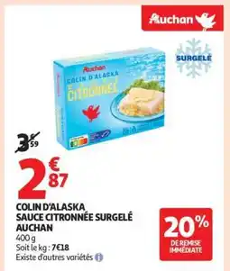 Auchan Colin D'alaska Sauce Citronnée Surgelé Auchan offre