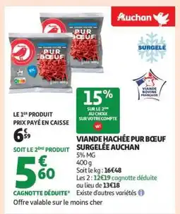 Auchan Viande Hachée Pur Boeuf Surgelée Auchan offre