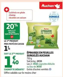 Auchan Épinards En Feuilles Surgelés Auchan offre