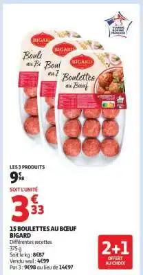 Auchan 15 BOULETTES AU BŒUF BIGARD offre