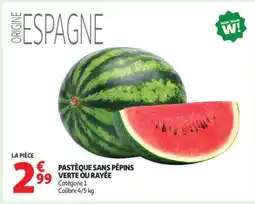 Auchan Pastèque sans pépins verte ou rayée offre