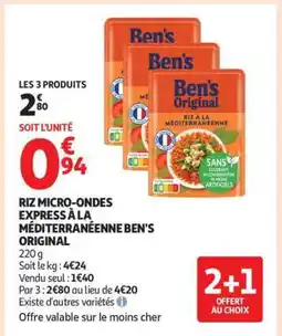 Auchan Riz Micro-Ondes Express À La Méditerranéenne Ben's Original offre