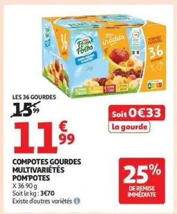 Auchan COMPOTES GOURDES MULTIVARIÉTÉS POM'POTES offre
