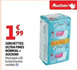 Auchan SERVIETTES ULTRA FINES NORMAL + AUCHAN offre