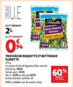 Auchan Trio Mâche Roquette Et Betterave Florette offre