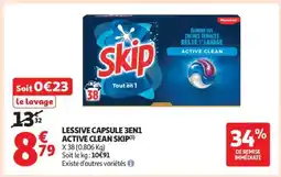 Auchan Lessive Capsule 3En1 Active Clean Skip offre