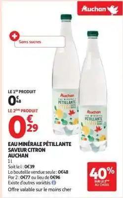Auchan Eau Minérale Pétillante Saveur Citron Auchan offre