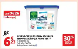 Auchan LESSIVE CAPSULES PEAUX SENSIBLES HYPOALLERGÉNIQUE ARBRE VERT offre