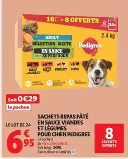 Auchan Sachets Repas Pâté En Sauce Viandes Et Légumes Pour Chien Pedigree offre