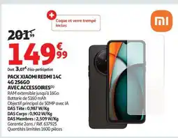 Auchan PACK XIAOMI REDMI 14C 4G 256GO AVEC ACCESSOIRES offre