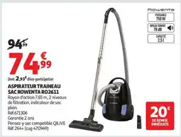 Auchan Aspirateur Traineau Sac Rowenta Ro2611 offre