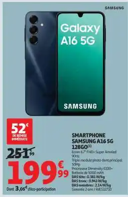 Auchan Smartphone Samsung A16 5G 128Go offre