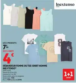 Auchan DÉBARDEUR FEMME OU TEE-SHIRT HOMME INEXTENSO offre