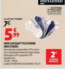 Auchan Mini Socquettes Femme Inextenso offre