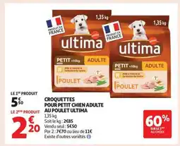 Auchan Croquettes Pour Petit Chien Adulte Au Poulet Ultima offre