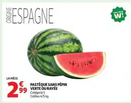 Auchan Pastèque Sans Pépin Verte Ou Rayée offre
