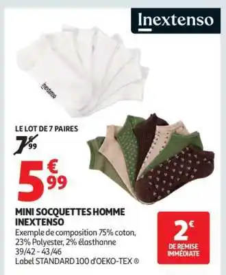 Auchan Mini Socquettes Homme Inextenso offre