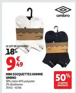 Auchan Mini Socquettes Homme Umbro offre