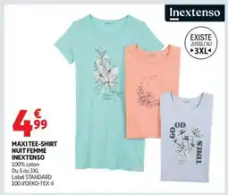 Auchan Maxi Tee-Shirt Nuit Femme Inextenso offre