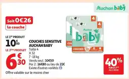 Auchan Couches Sensitive Auchan Baby offre
