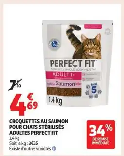 Auchan CROQUETTES AU SAUMON POUR CHATS STÉRILISÉS ADULTES PERFECT FIT offre