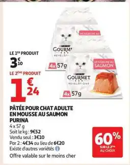 Auchan PÂTÉE POUR CHAT ADULTE EN MOUSSE AU SAUMON PURINA offre