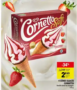 Supeco Cornetto 4 cônes glacés offre