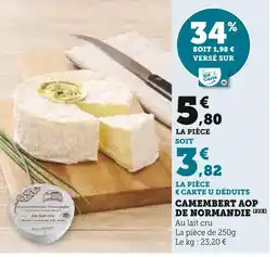 Super U Camembert AOP de Normandie offre