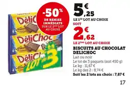 Super U DELICHOC Biscuits au chocolat offre
