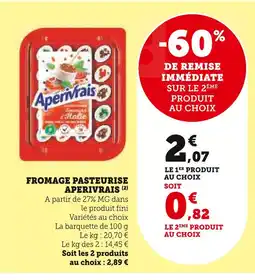 Super U APERIVRAIS Fromage pasteurisé offre