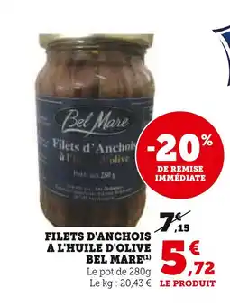 Super U BEL MARE Filets d'anchois à l'huile d'olive offre