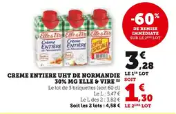 Super U Elle & Vire CREME ENTIERE UHT DE NORMANDIE 30% MG offre