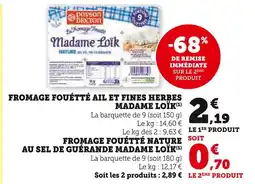 Super U PAYSAN BRETON Fromage fouetté ail et fines herbes offre