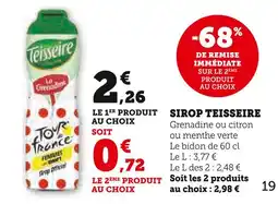 Super U TEISSEIRE Sirop offre