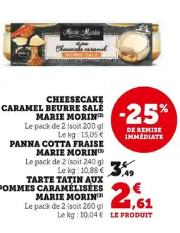 Super U MARIE MORIN Cheesecake caramel beurre salé offre