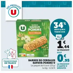 Super U U Barres de cereales saveur pomme offre