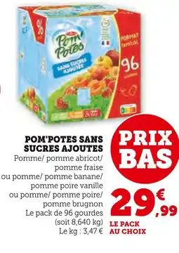 Super U Pom'potes sans sucres ajoutes offre