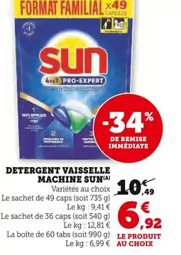Super U Sun DETERGENT VAISSELLE MACHINE SUN offre