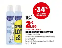 Super U Monsavon Déodorant offre