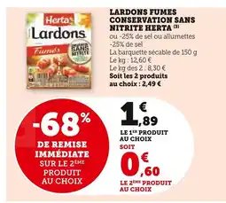 U Express HERTA Lardons ou allumettes fumes offre