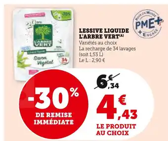 U Express L'ARBRE VERT Lessive liquide offre