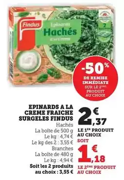 U Express Findus - epinards a la creme fraiche surgeles offre