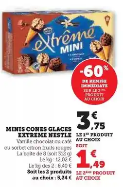 U Express Nestlé - minis cones glaces extreme offre