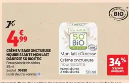 Auchan SO BIO ÉTIC Crème visage onctueuse nourrissante mon lait d'ânesse offre