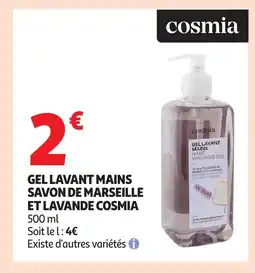 Auchan COSMIA Gel lavant mains savon de marseille et lavande offre
